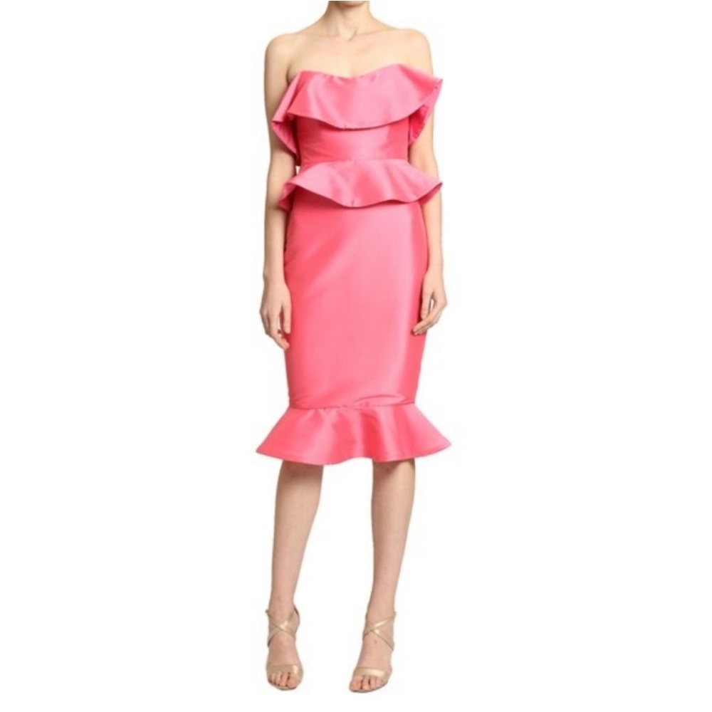 Badgley Mischka Dress Mikado Pink Strapless Cocktail Dress
